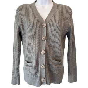 Y2K Academia Cottagecore Jeanne Pierre Ribbed Cable Knit Button Down Cardigan